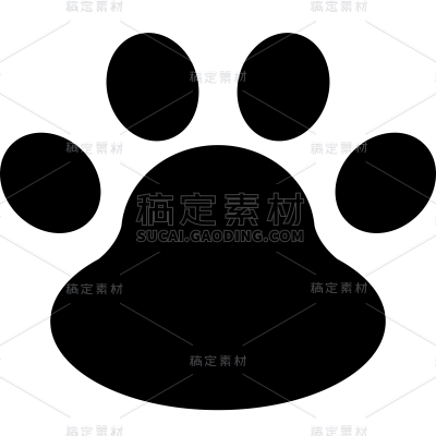 通用扁平风单色插画熊掌元素素材