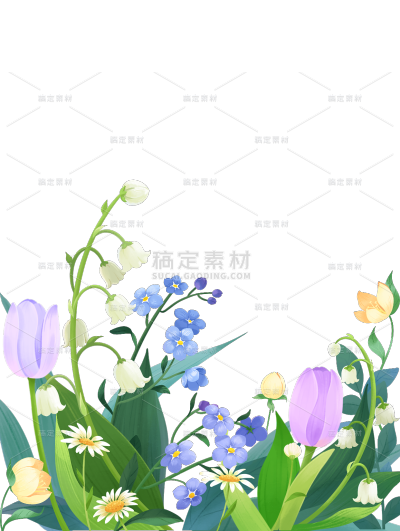 植物通用插画花朵边框元素素材
