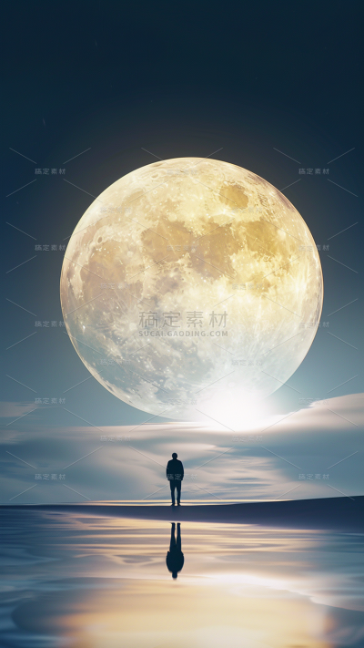 中秋系列通用简约立体明月背景素材
