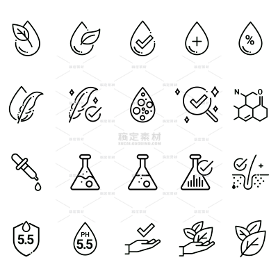 图标系列医疗生物黑色护肤概念元素组合（td)