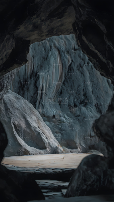 风光系列写实岩石包裹感展台背景