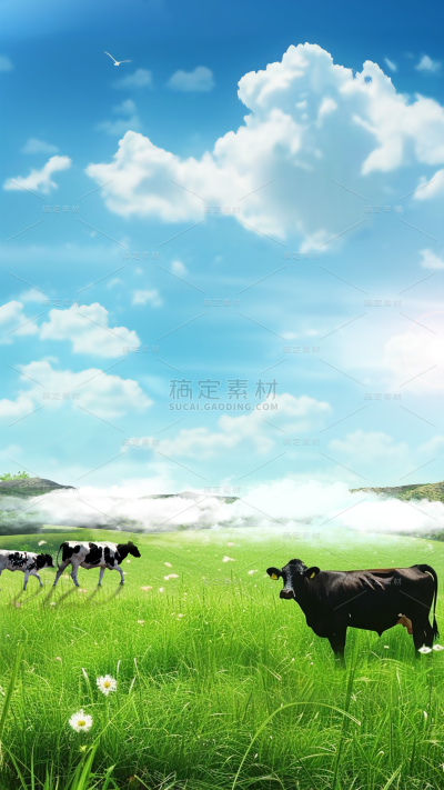 通用写实合成牧场草原背景素材