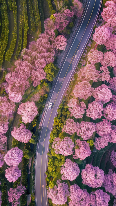 植物通用实景樱花航拍背景场景图片素材