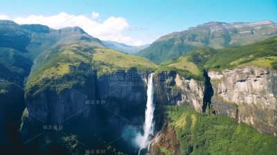 瀑布悬崖山川山脉风景