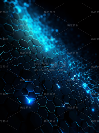 技术，六边形，现代，蓝色科技背景