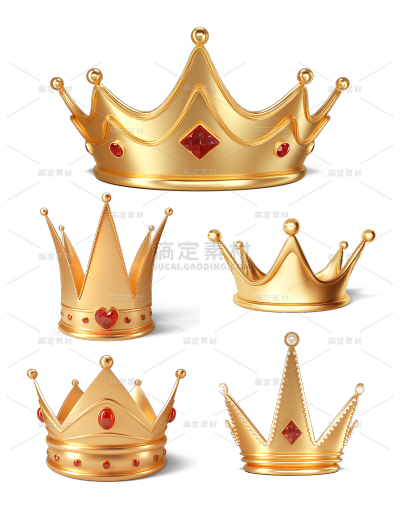2309SC-素材组合-3D金色皇冠装饰元素