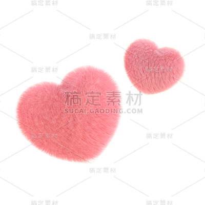 立体3D粉色毛绒爱心