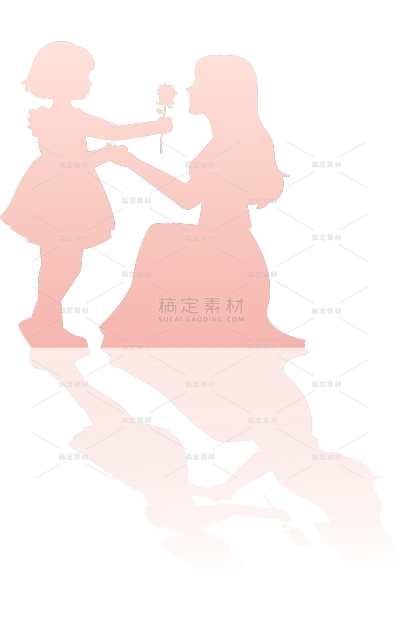 母亲节-唯美温馨感亲子人物剪影元素