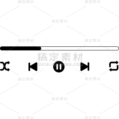 通用矢量单色黑色边框音乐播放按钮元素素材