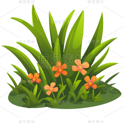 植物通用写实插画草丛元素素材