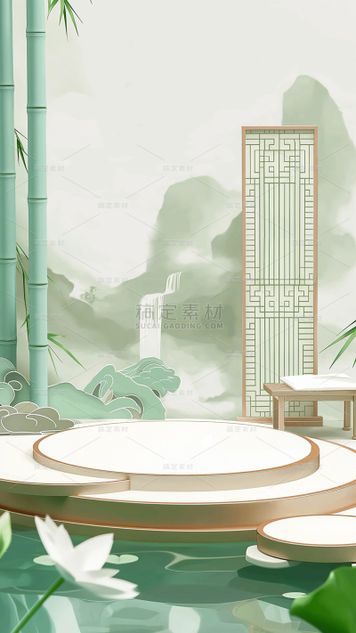 促销通用3D国潮展台背景图片素材