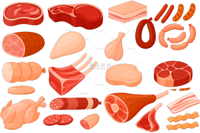 美食系列卡通肉类食物插画（td)