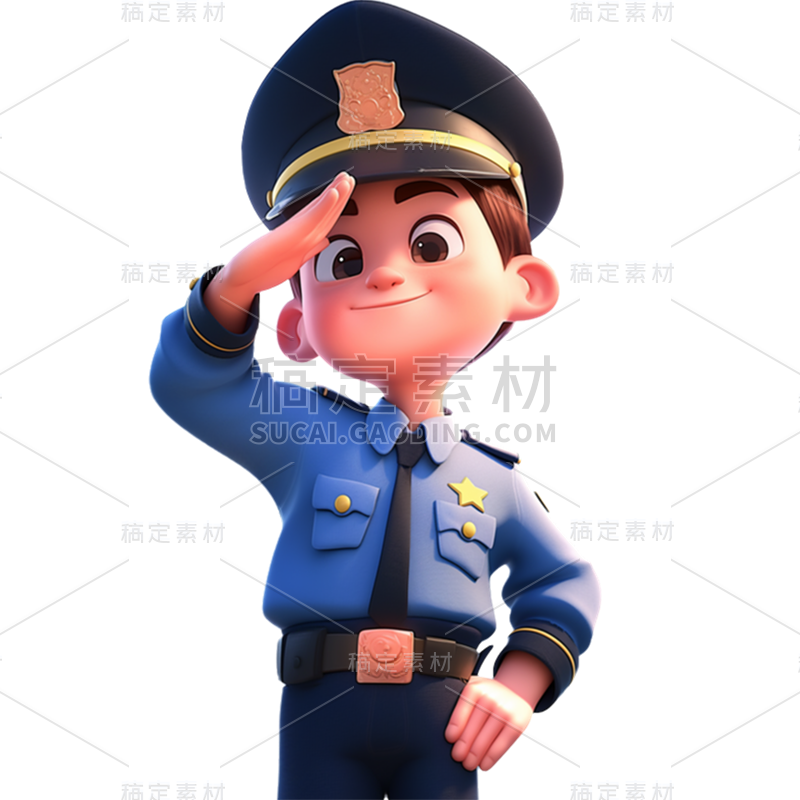 人物系列3D皮克斯警察职业卡通人物