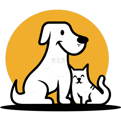 图标系列卡通宠物猫狗依偎贴纸（td）