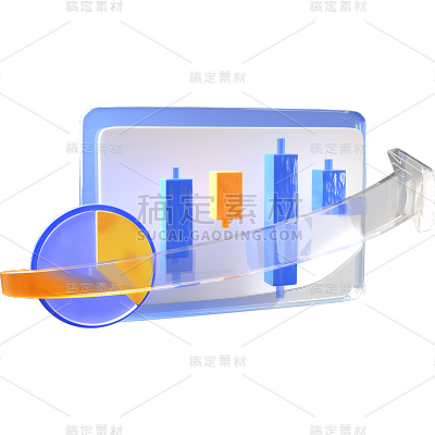 金融股市大盘数据图创意3D贴纸