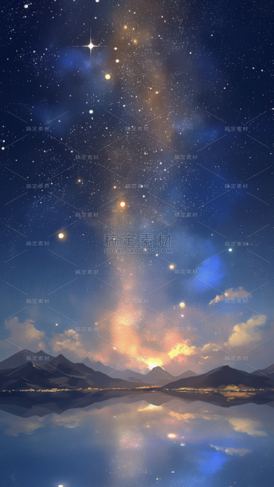 背景系列唯美意境星空山河背景