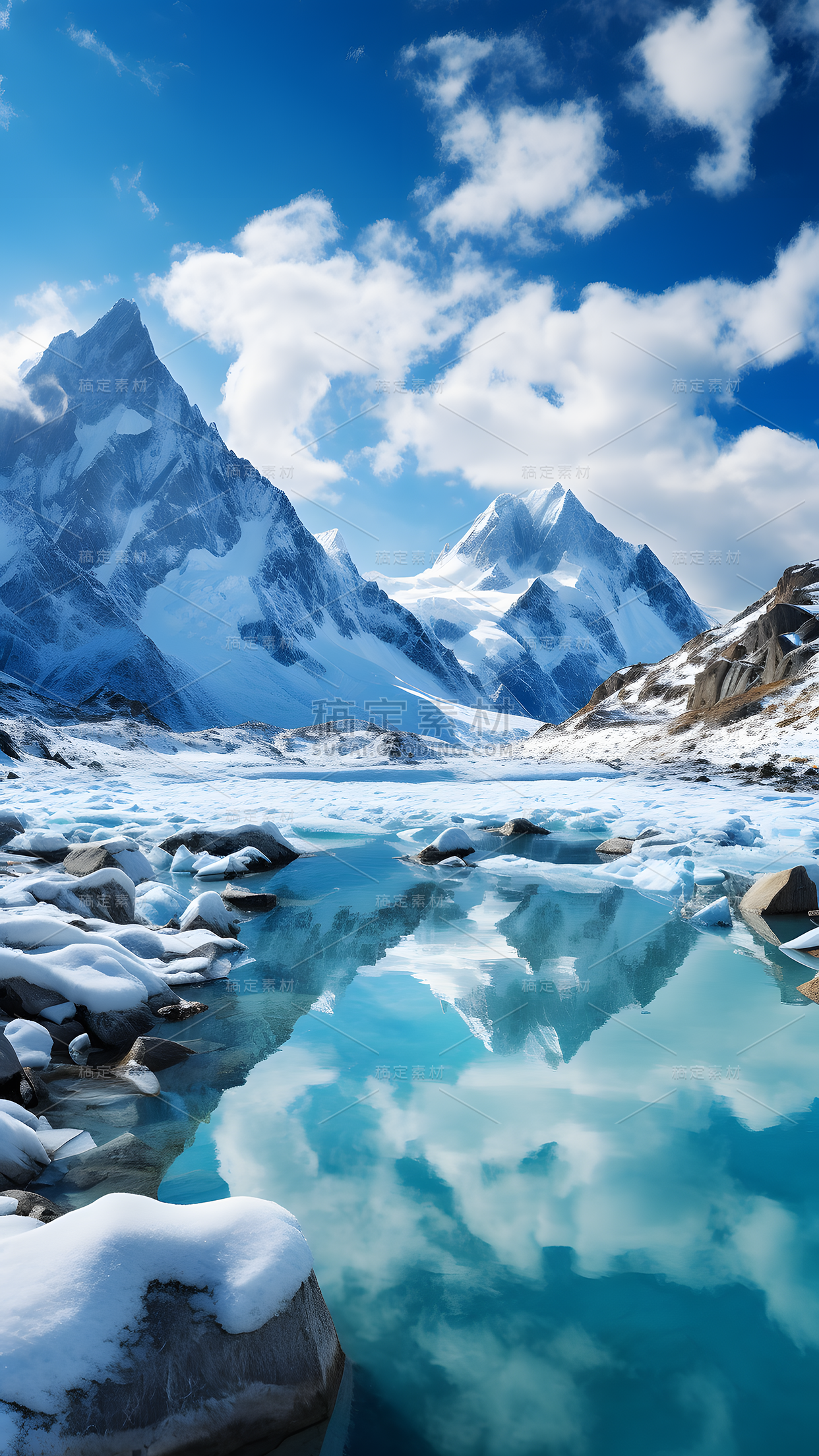 通用唯美自然山川湖水雪山冰川风景背景