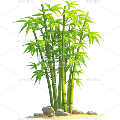 植物通用绿色清新插画竹林元素素材