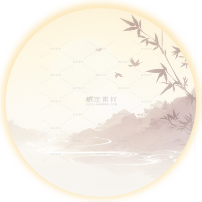 宇宙系列古风插画圆月贴纸