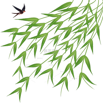 植物系列中式风柳条燕子小鸟组合