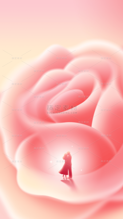 情人节浪漫感立体爱心人物场景背景