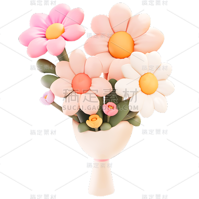 通用软3D立体彩色花束花朵元素贴纸