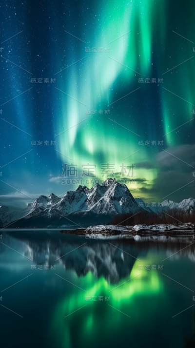 极光夜空星空山川山峰风景景观壁纸
