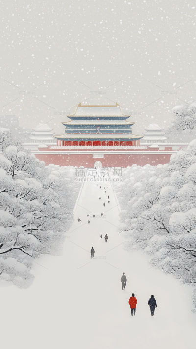 冬天通用中国风极简故宫雪景背景