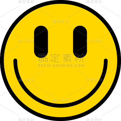 图标系列-通用-矢量黄色笑脸图标带嘴角贴纸