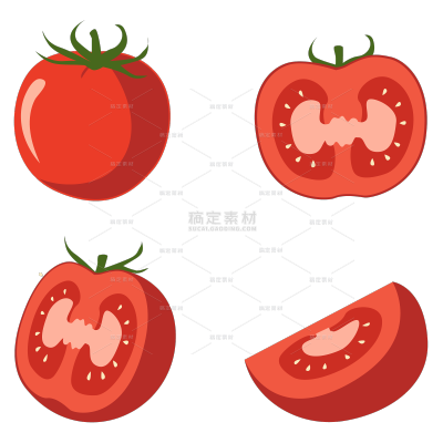 常规插画水果蔬菜切片组合元素素材