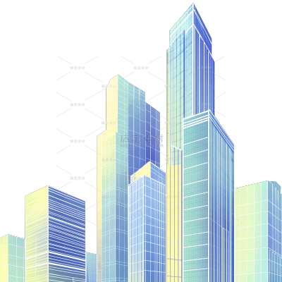 建筑系列通用炫彩肌理城市建筑群组合元素素材