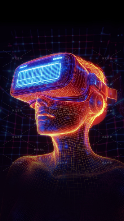 服饰系列科技风戴vr虚拟眼镜