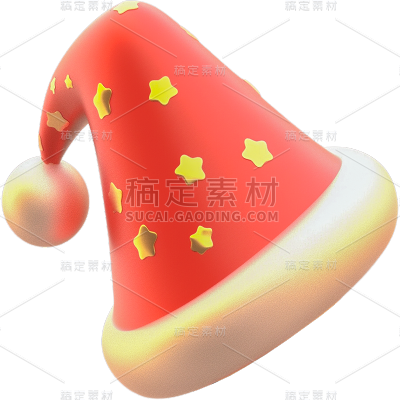 圣诞节圣诞快乐平安夜实景3D红色圣诞帽子圣诞装饰元素素材