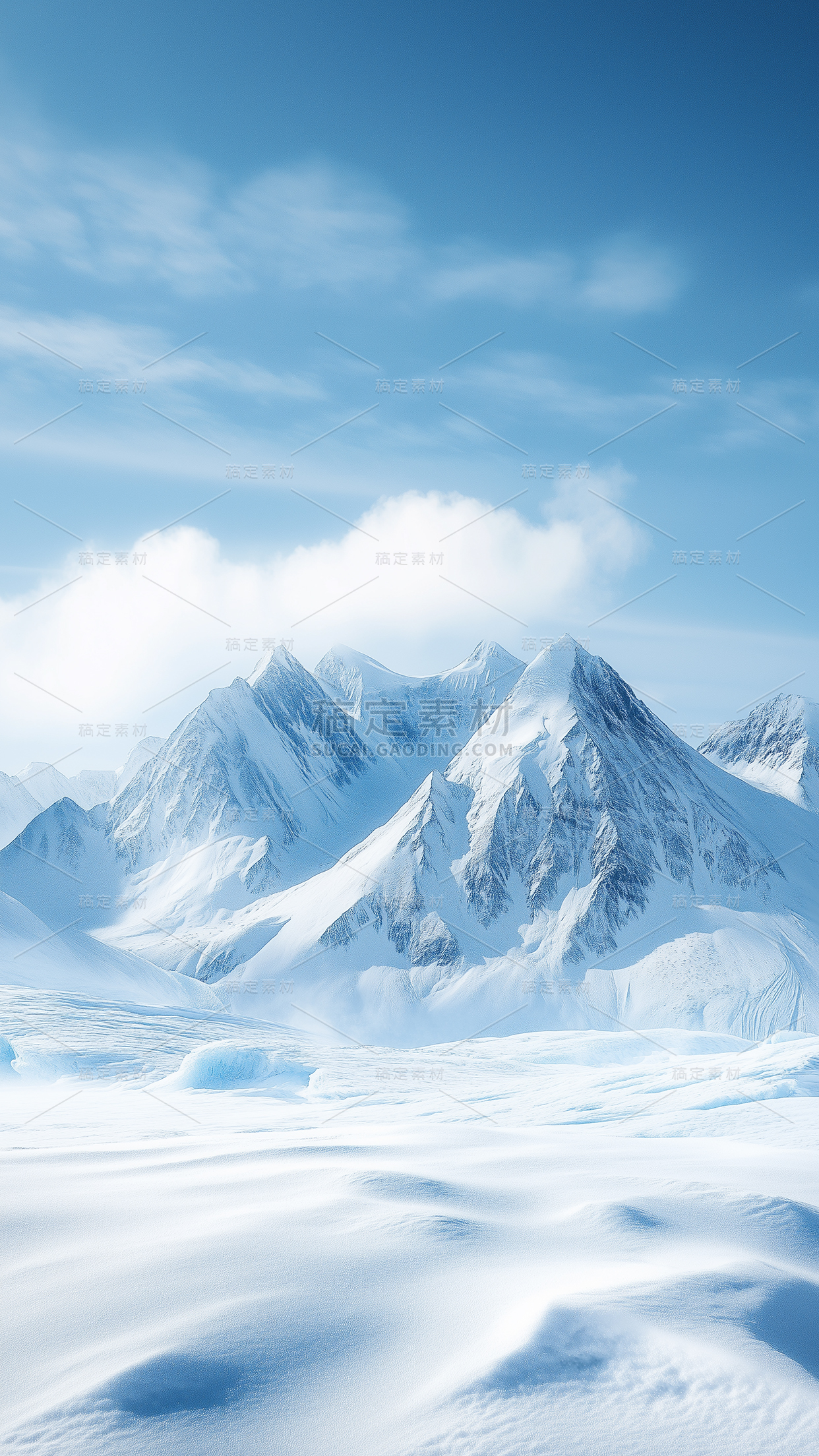 气象系列写实冰山雪地竖版