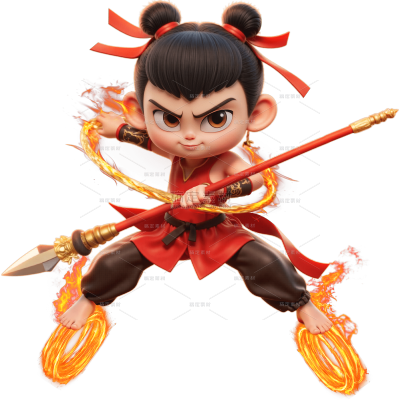 网络热点哪吒3d人物元素贴纸