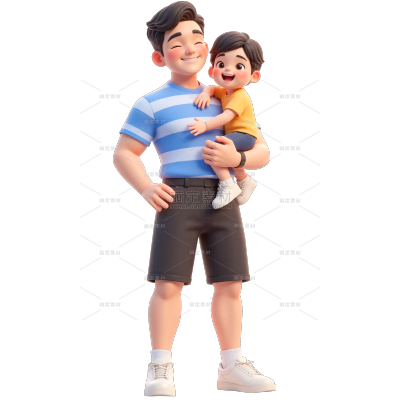 父亲节软3D亲子互动元素