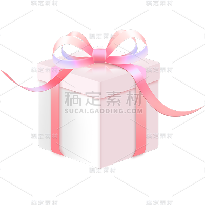 促销通用粉色丝带礼盒元素素材