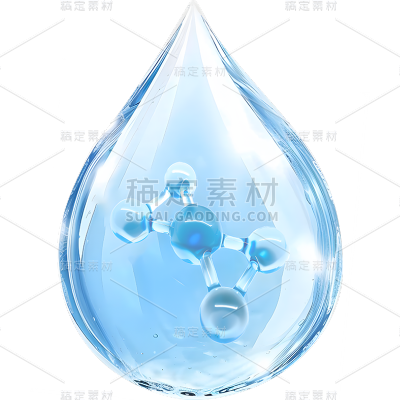 特效通用蓝色水滴状组合精华分子元素素材