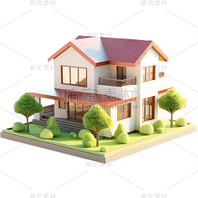 3D立体建筑别墅元素