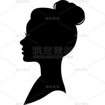 常规通用简约知性女人剪影头部贴纸素材