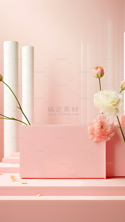 通用电商粉色系花卉场景背景