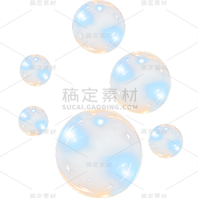 通用简约风多个蓝色透明泡泡元素素材
