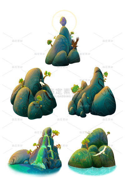 2309SC-素材组合-中国风主题五大山