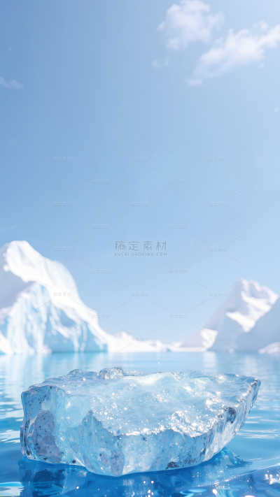风光系列简约感冰花冰面蓝天背景