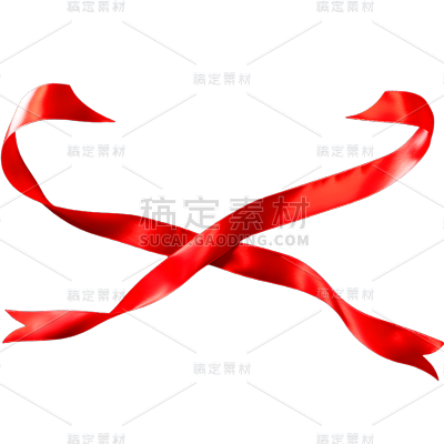 通用红色彩带丝带飘带装饰元素贴纸