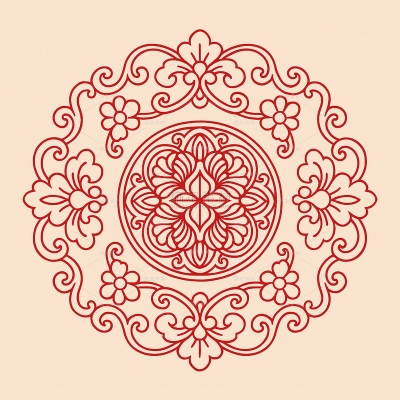 中国风矢量红色花纹纹样图片（td）