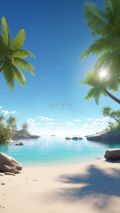 夏天实景感海边沙滩背景图