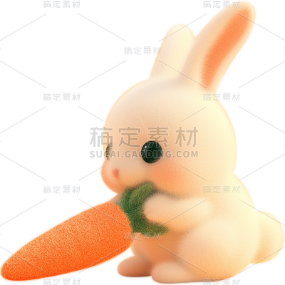 通用毛绒感3D兔子贴纸贴纸动物系列