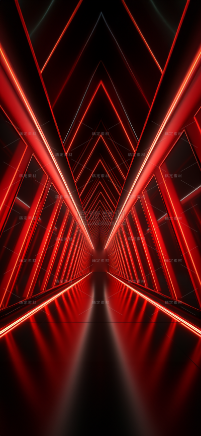 3D立体三维空间红色背景