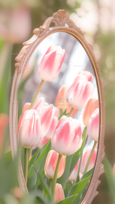 春天夏天春季粉红郁金香花卉实景背景